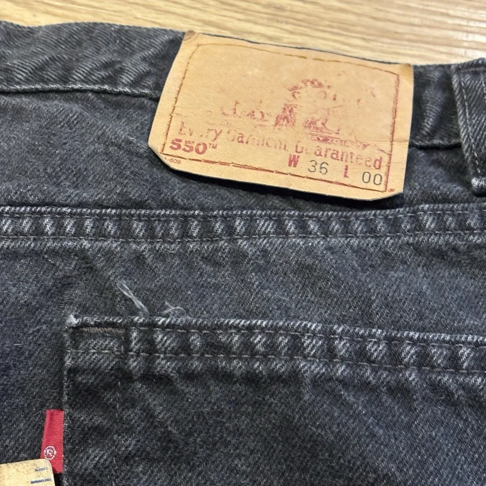 VTG 1999 Levis 550 Relaxed Fit Denim Shorts Mens 36 Fits 34 Black USA Made Y2K